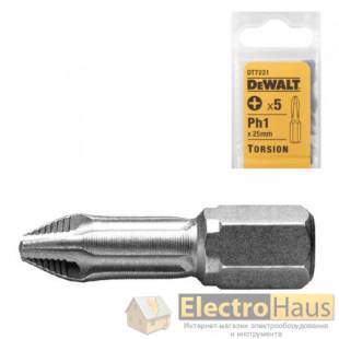 Бита торсионная DeWALT "Extra Grip" Ph1, L=25мм, 5шт