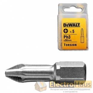 Бита торсионная DeWALT "Extra Grip" Ph3, L=50мм, 5шт