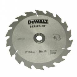 Диск пильний DeWALT, 190х30мм, 18 зубов, угол заточки +20 градусов, геометрия зуба WZ/ATB, быстрая резка.